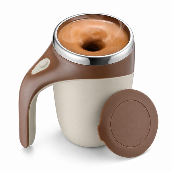 WYX Self Stirring with Lid Automatic Magnetic Stirring Coffee Cup Stainless Steel Coffee Mug (380 ml)