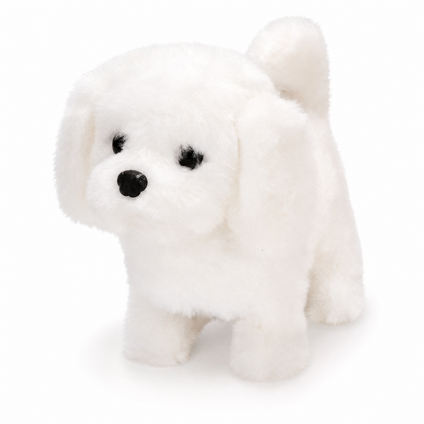 CARTSPACE Walking and Barking Puppy Soft Toy with Sound and Music - Best Gift for Kids (White, Beige)