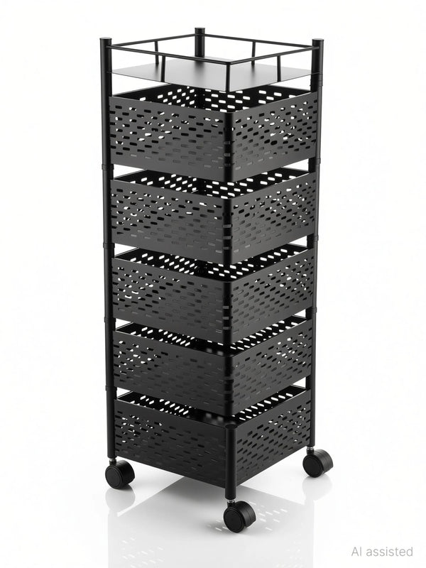 Steel Fruits & Vegetables Kitchen Rack Trolley with Wheels