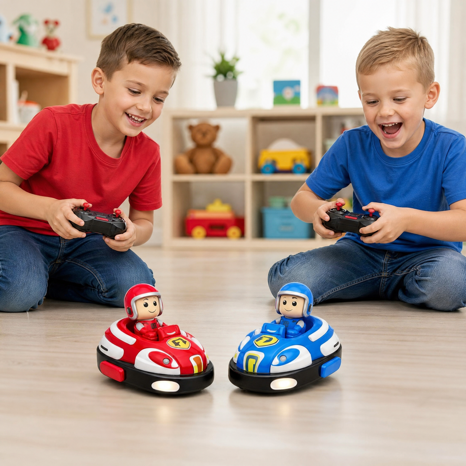 RC Bumper Car -  Toy Car Set (Red & Blue, 2 Cars + 2 Controllers)