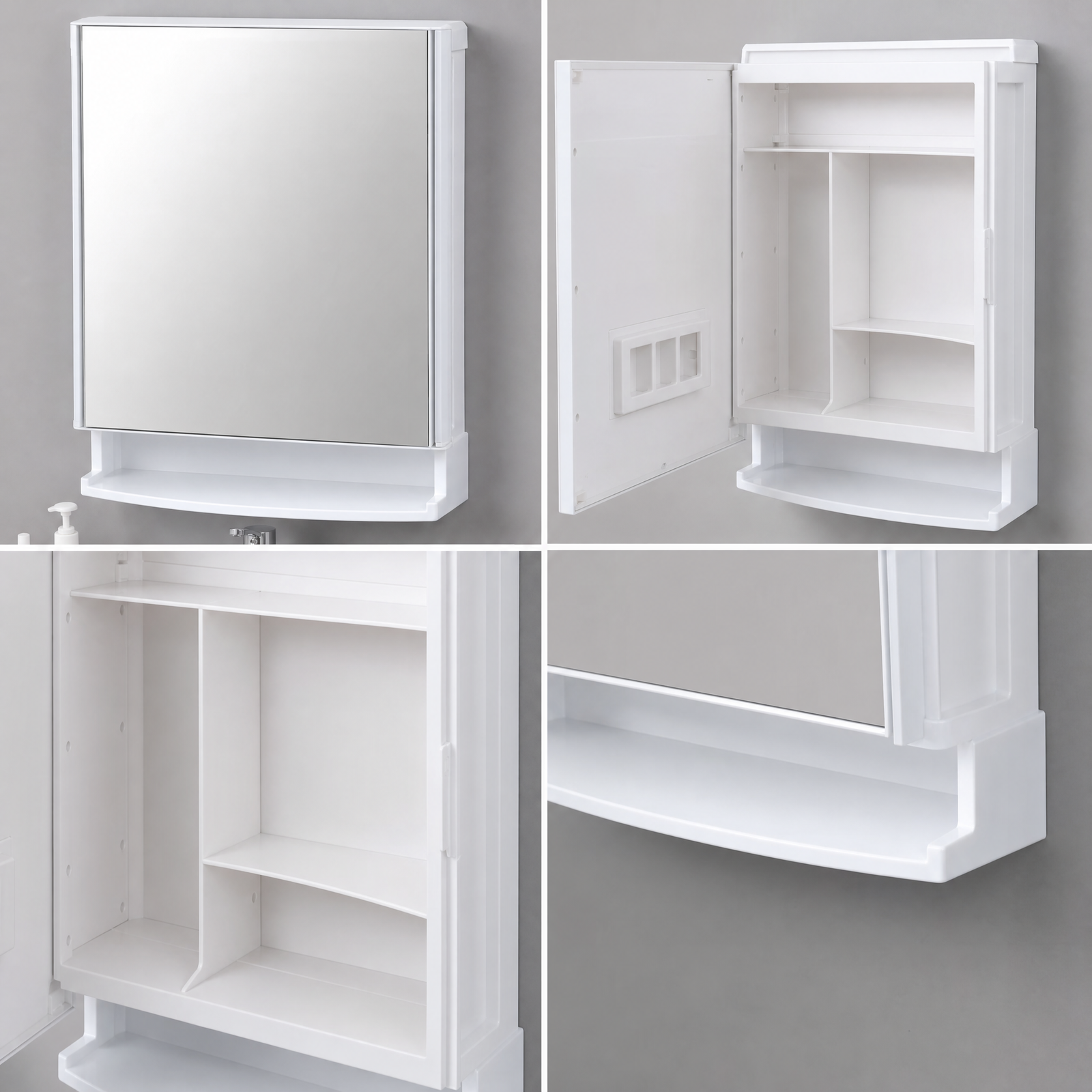 Saffire Mirror Cabinet For Home And Living Polypropylene Wall Shelf (Number of Shelves - 6, White)