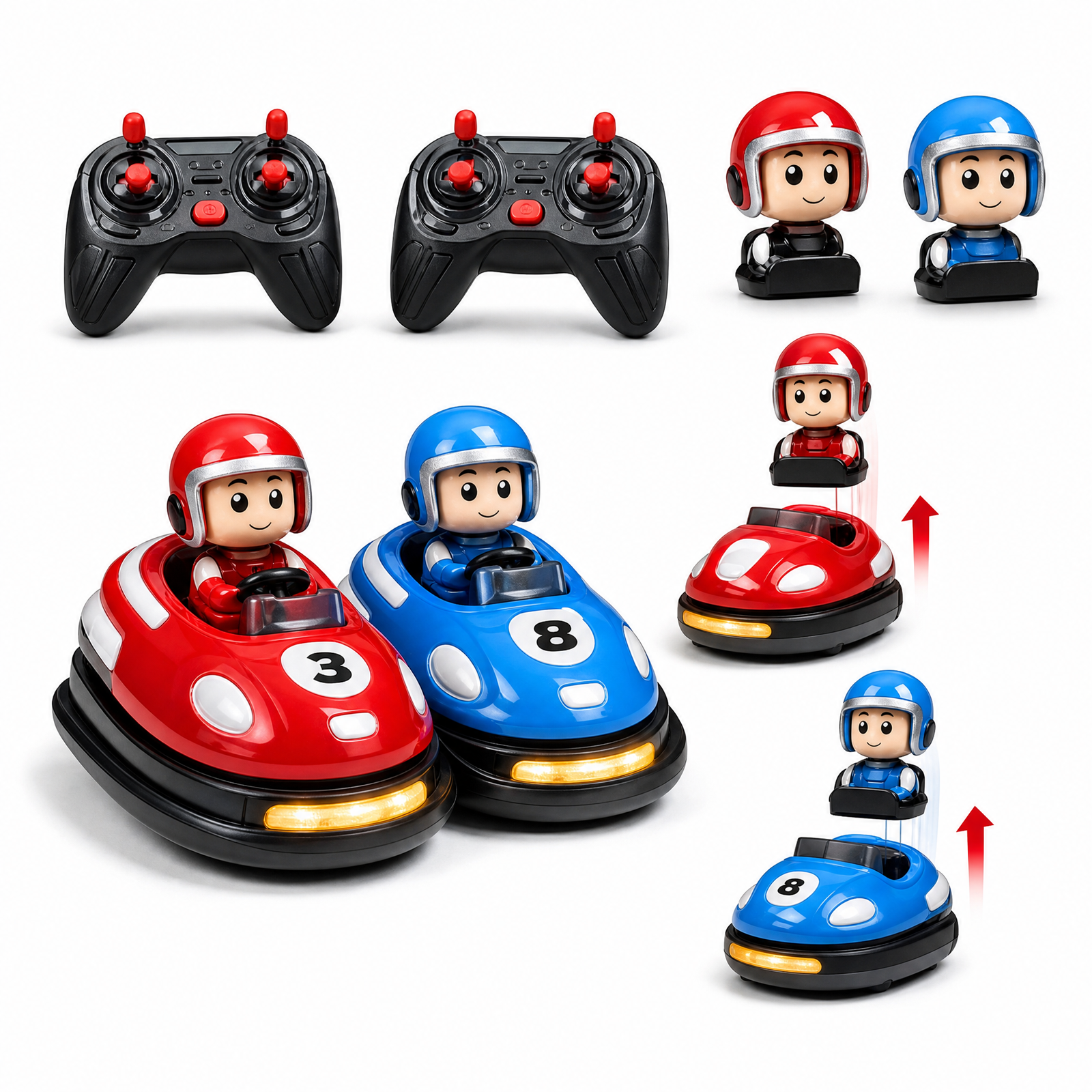 RC Bumper Car -  Toy Car Set (Red & Blue, 2 Cars + 2 Controllers)