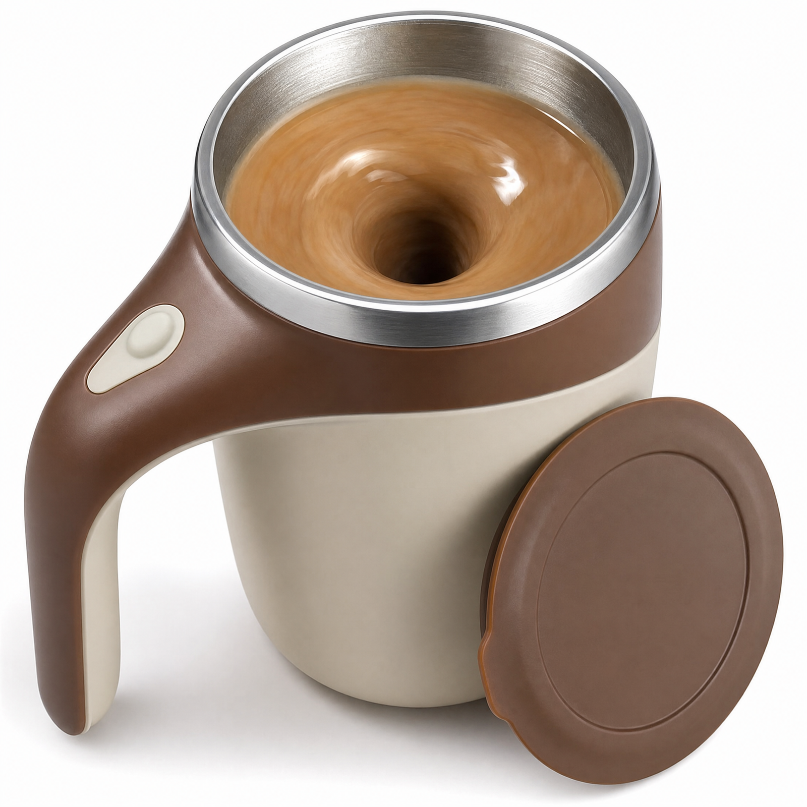 Self Stirring with Lid Automatic Magnetic Stirring Coffee Cup  (380 ml)