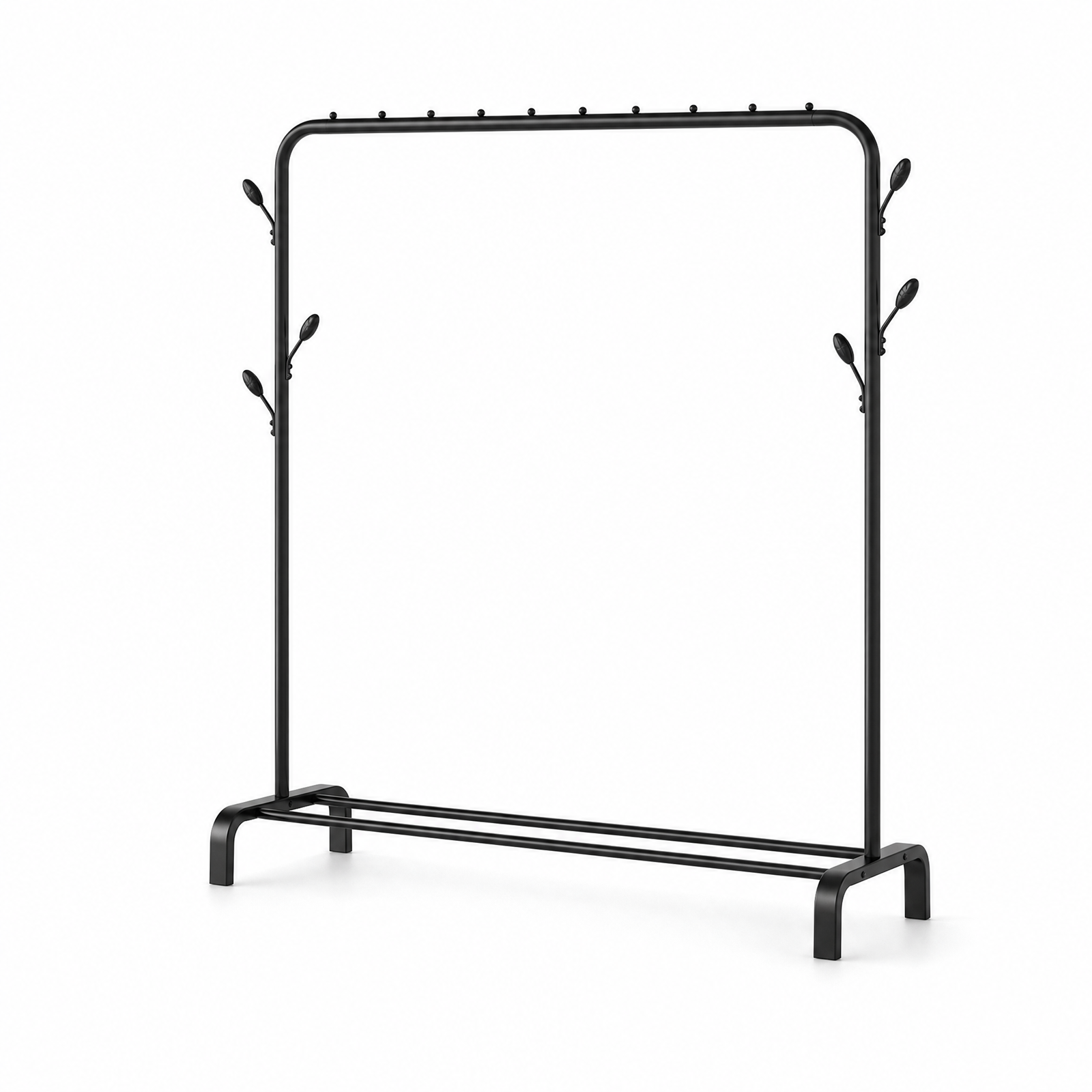 Heavy Duty Iron Garment Rack with 8 Branch Hooks – (Black, 150x42x110 cm)