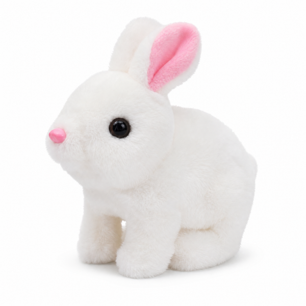 Walking Bunny Toy with Sounds, Jumping Rabbit Wiggling Ears, Twitching Mouth and Nose, Educational Interactive Bunny Rabbit Toy for Baby Kids