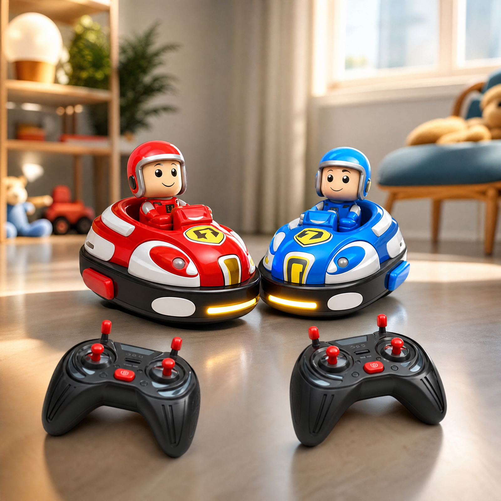 RC Bumper Car -  Toy Car Set (Red & Blue, 2 Cars + 2 Controllers)