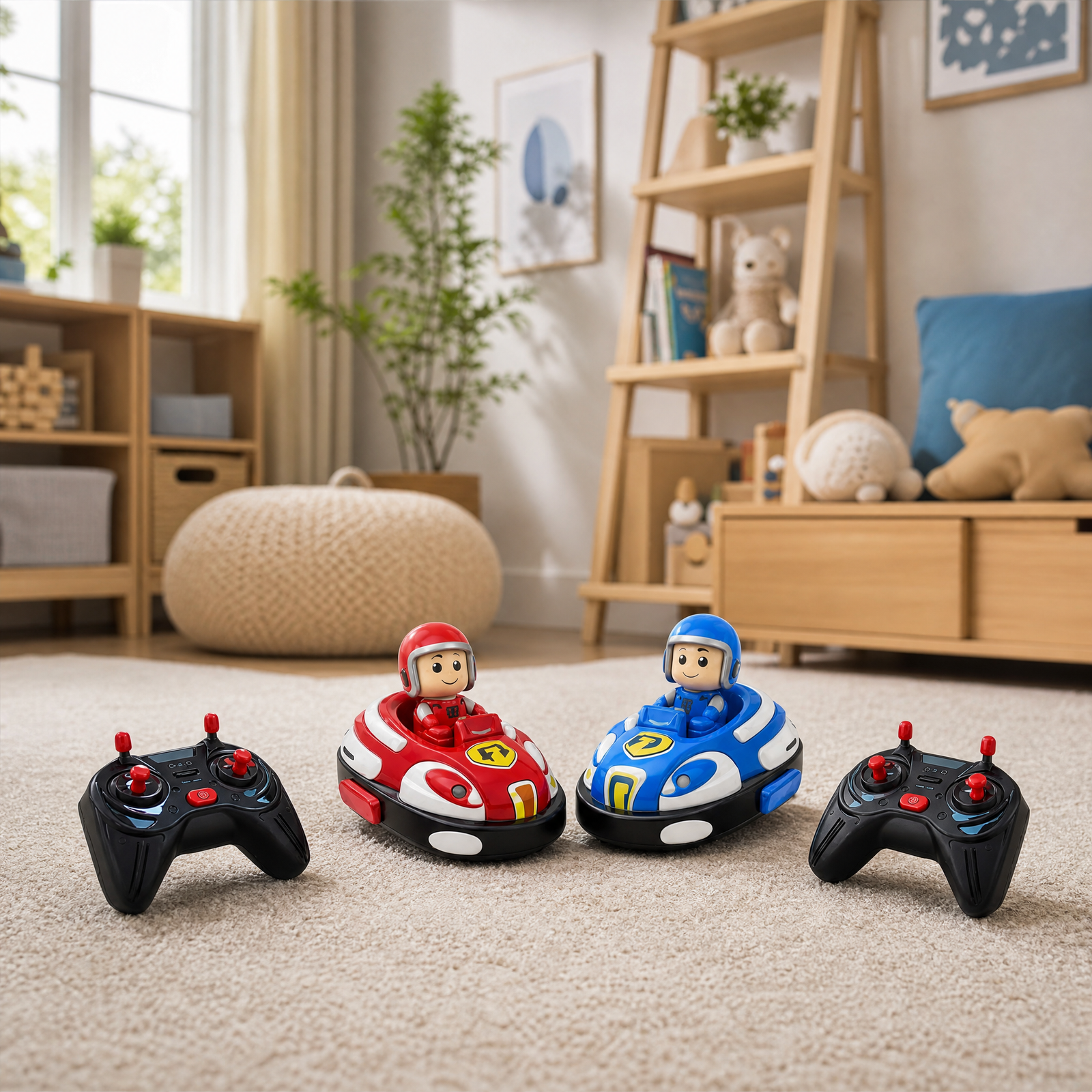 RC Bumper Car -  Toy Car Set (Red & Blue, 2 Cars + 2 Controllers)