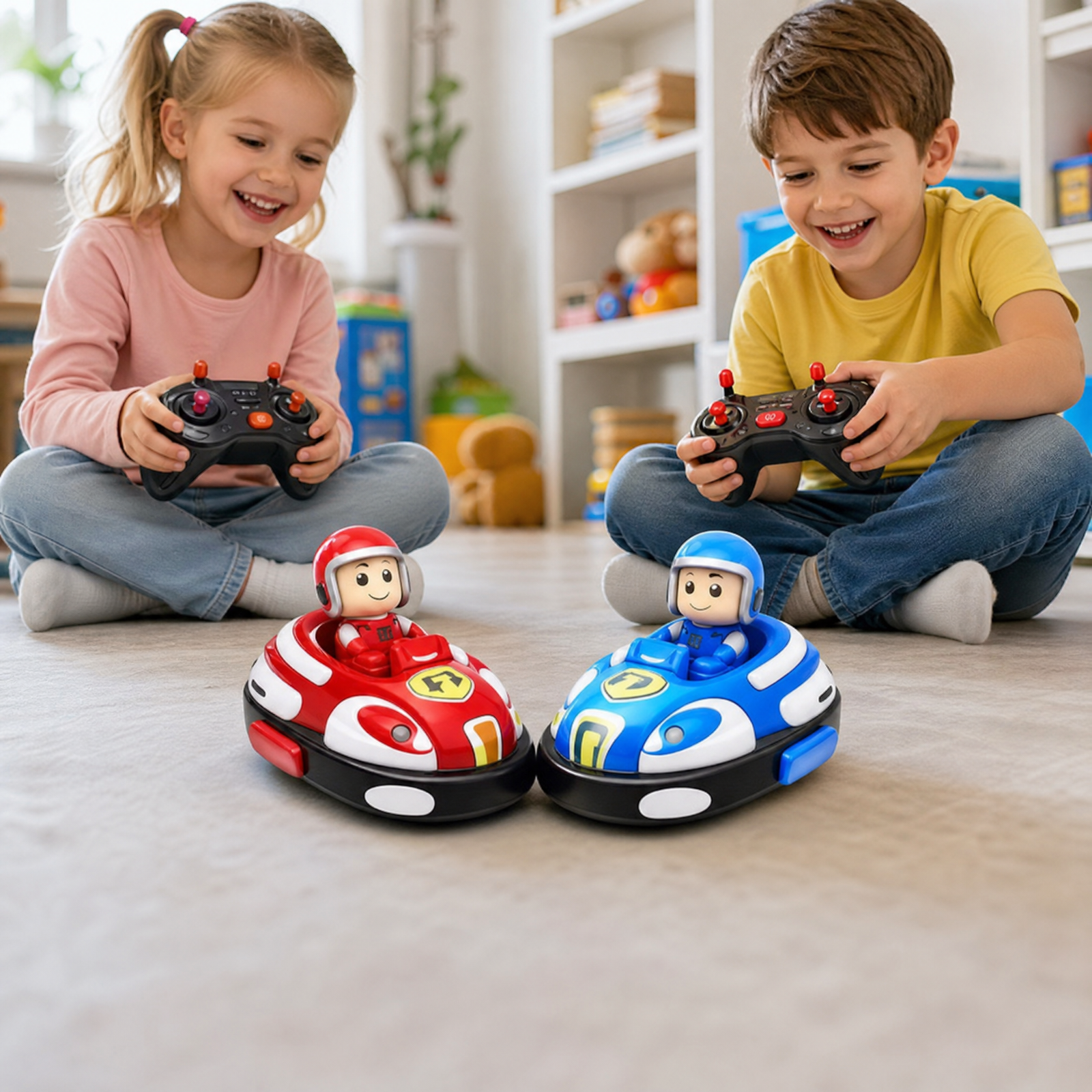RC Bumper Car -  Toy Car Set (Red & Blue, 2 Cars + 2 Controllers)