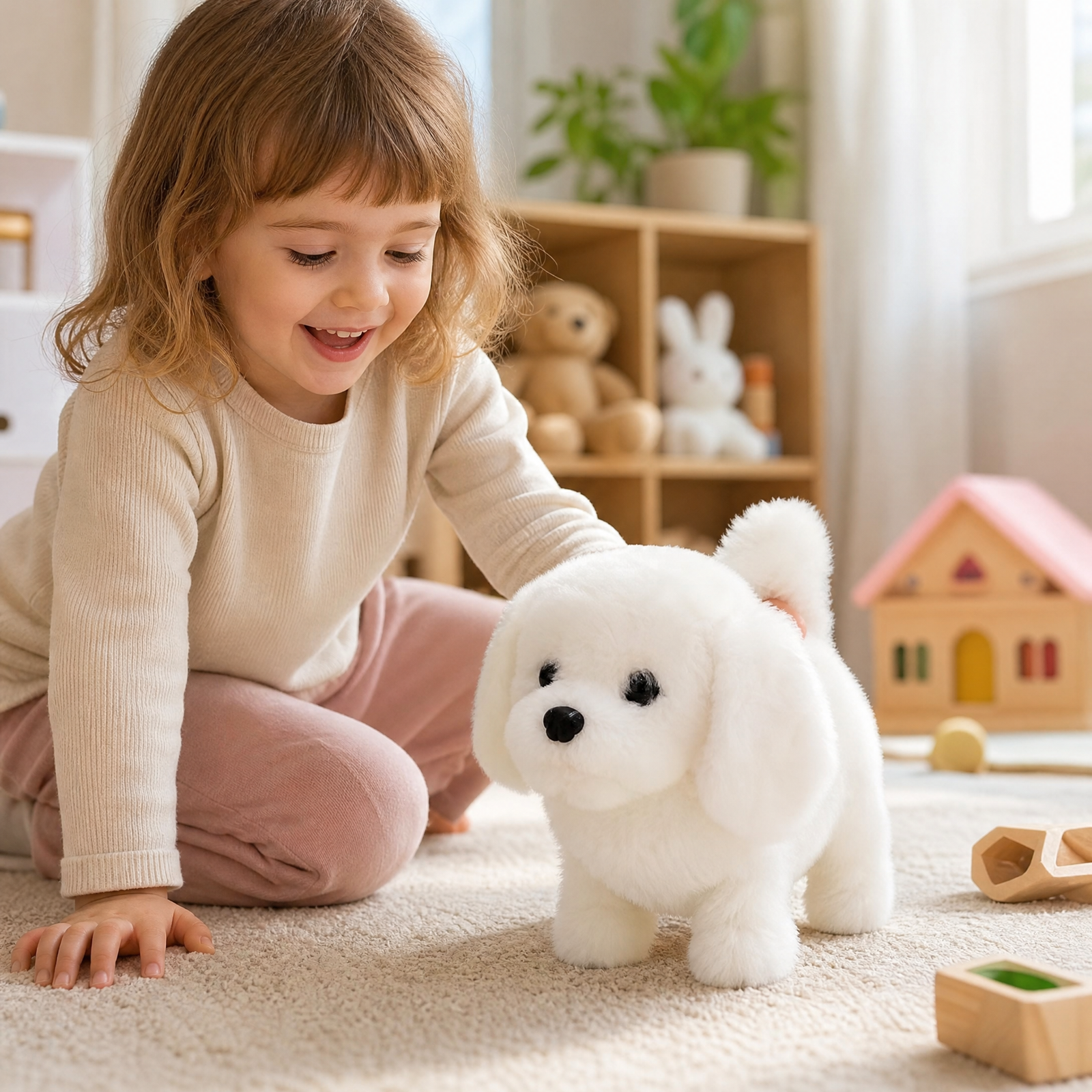 Walking and Barking Puppy - Best Gift for Kids (White)