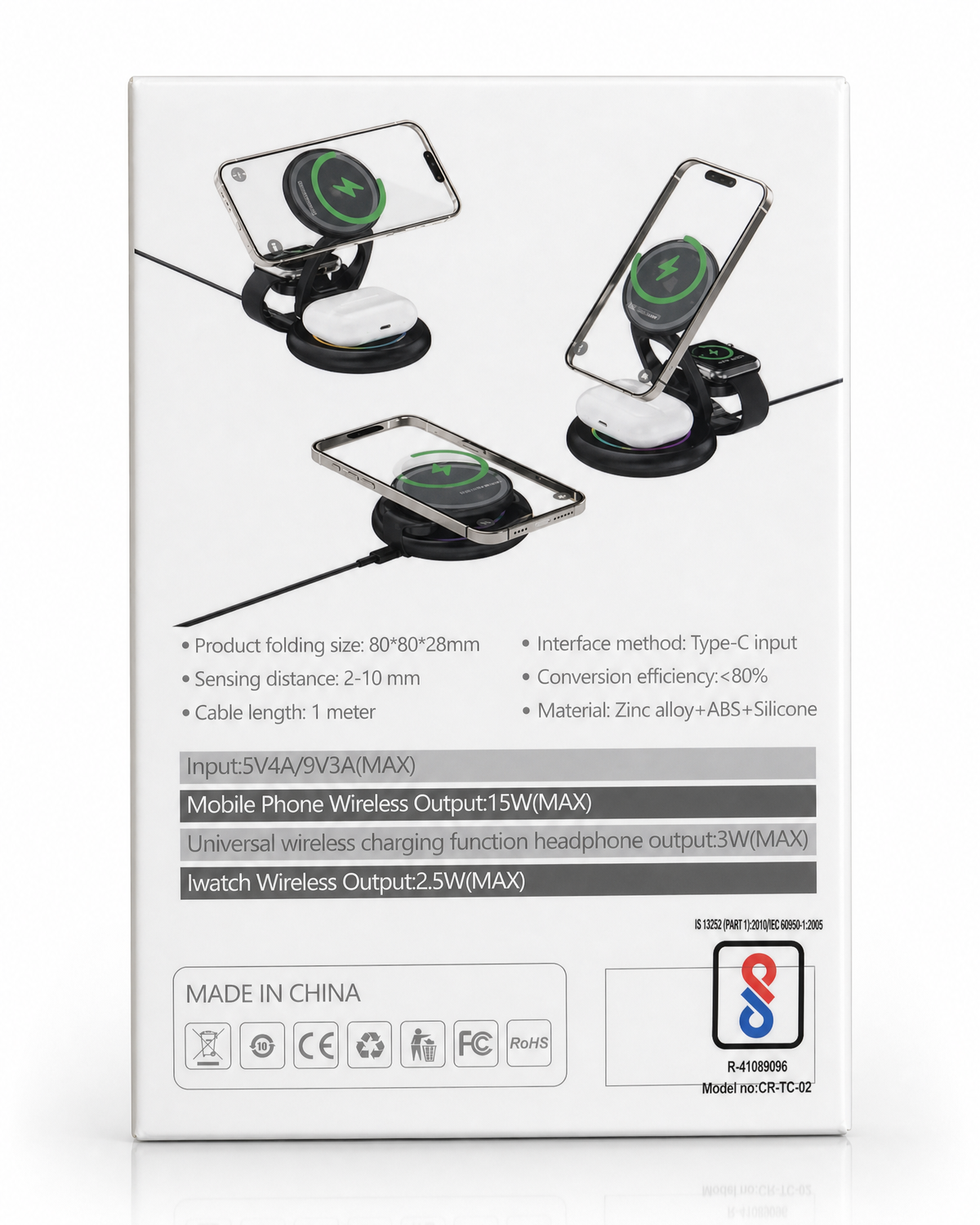 Foldable & Rotatable 3-in-1 Wireless Charger - 15W Fast Charging